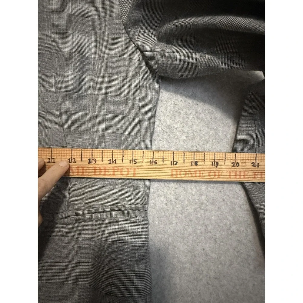 Zara Blazer Womens 4 Gray Plaid One Button Lined Stretch Tailored‎ Jacket Career